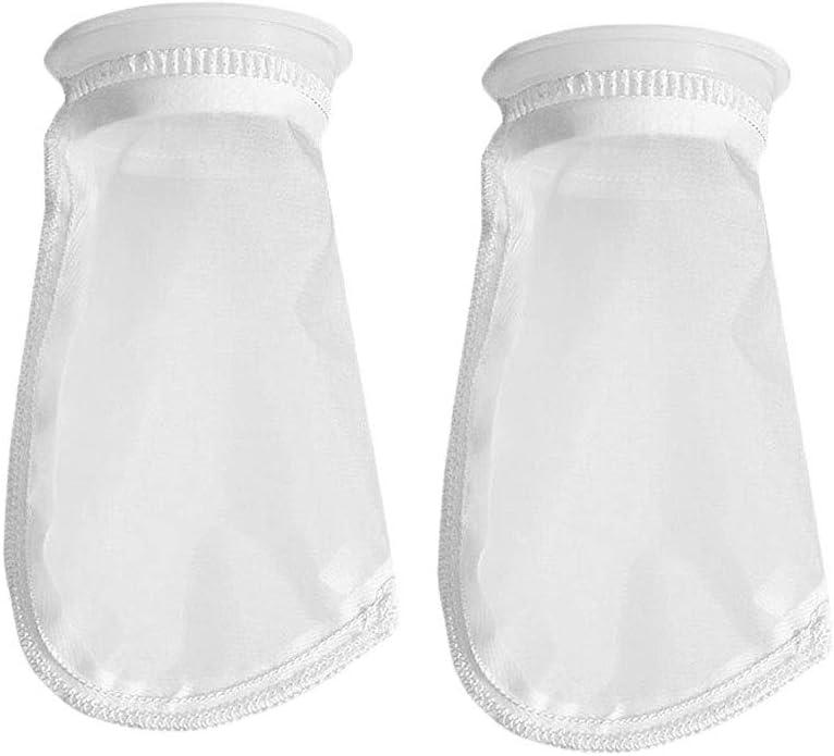 2 Pack 100 Micron 4" Plastic Ring, 9" Short Bag Nylon Mesh 4 Inch Filter Socks Bags for Aquarium Marine Reef Sump