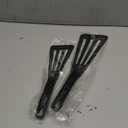 HOTEC 600 Heat Resistant Silicone Slotted Fish Turner Spatula Set, BPA Free Flipper Cooking Spatulas, for Non Stick Cookware Dishwasher Safe, Black