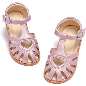 THEE BRON Toddler Girls Closed-Toe Sandals Sweet Retro Cutout Summer Dress Shoes