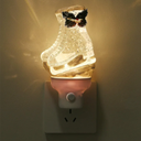 Christmas Night Light Plug into Wall Glitter Water Nightlight with USB/Outlet Options, Christmas Ski Boots Decorative Nightlight for Bedroom Kitchen Nursery Holiday Decorations Gifts (Ski Boots