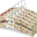 GLCON 16 Inches Satin Padded Hangers for Women Clothing - No Bump Fancy Floral Bridal Hangers for Adult Coat, Suit, Wedding Dress, Sweaters (Pack of 10)