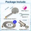 All Metal Shower Head with Handheld - 72" Long Hose High Pressure HandHeId Showerhead Sprayer, Solid Outdoor Showerheads and Brass Holder, Brushed Nickel