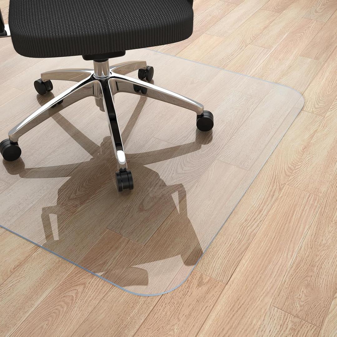 Yecaye Office Chair Mat for Hardwood Floor, 30" x 48" Clear Computer Desk Chair Mat, PVC Heavy Duty Floor Protector for Rolling Chairs, Can't be Used on Carpet (Transparent, 30" x 48")