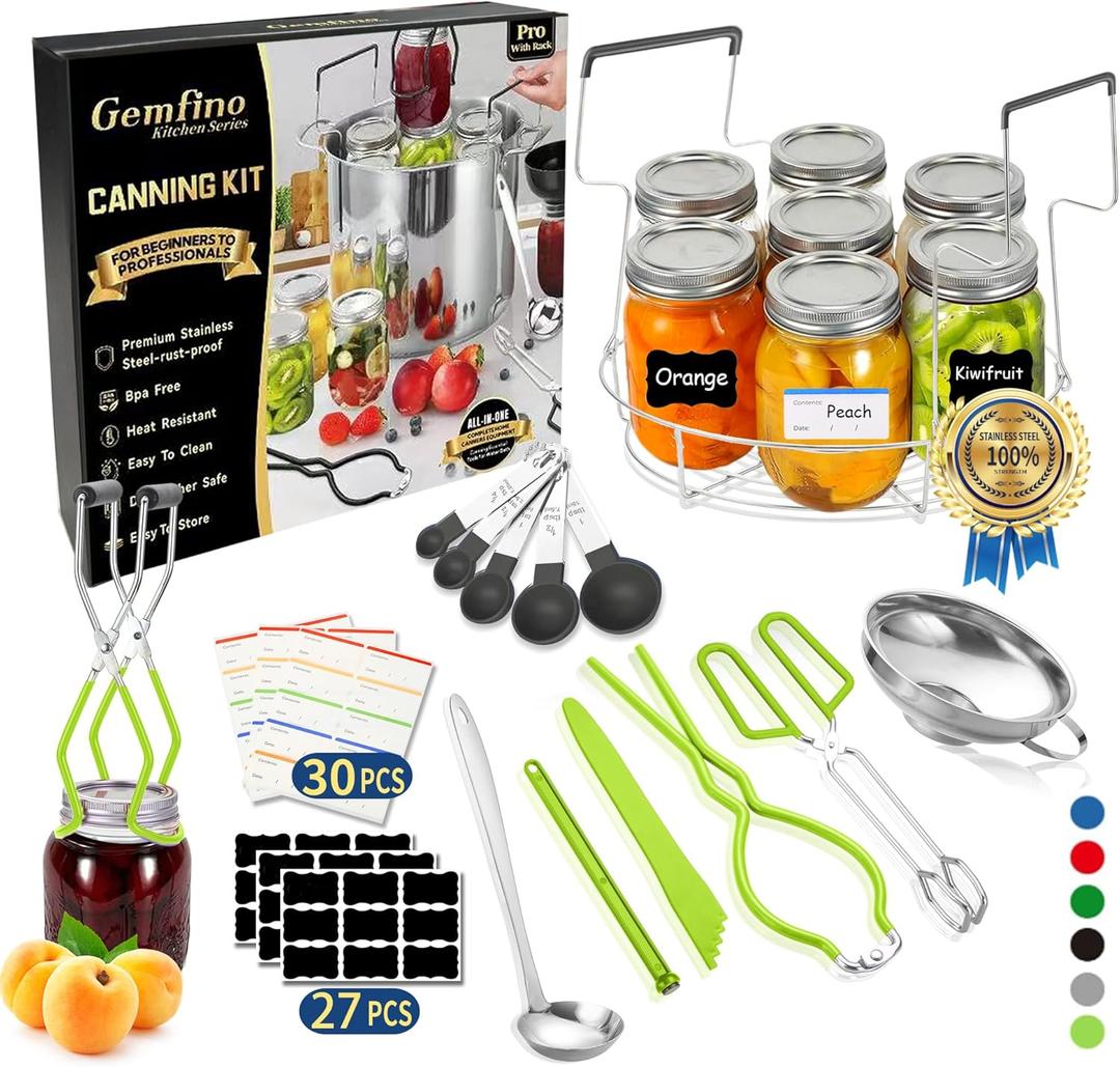 Canning Supplies Starter Kit with Canning Rack,Canning Kit for Beginners (Neon Green)
