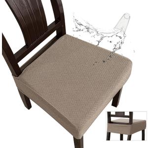 Genina Waterproof Seat Covers for Dining Room Chair Covers Waterproof Dining Chair Covers (6 PCS-Rear-gapped, Taupe)