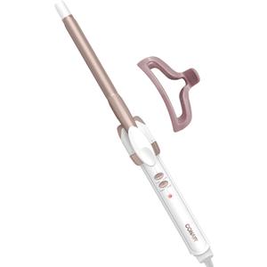 Conair Double Ceramic -Inch Curling Iron with Bonus Claw Clip, -Inch Barrel Creates Spiral Curls, Hair Curler for Use on Short to Medium Hair, White/Rose Gold