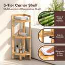 2026 New Bamboo Standing Shelf, 3 Tier Corner Shelf Stand, Free-Standing Shelf Units, Triangular Curved Corner Shelf Stand for Space-Saaving Display Ideal for Bathroom/Kitchen/Living Room Storage