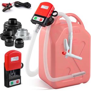 Fuel Transfer Pump with 5 Can Adapters, 3.8 GPM Gas Can Pump with 78.7" Extra Long Hose, 12V DC and Battery Powered Portable Fuel Pump for Oil, Gasoline, Diesel, DEF