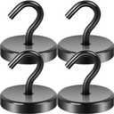 Neosmuk Magnetic Hooks, Heavy Duty 170lb Strong Magnets for Cruise Cabins, Ship Essentials, Large Metal Hooks for Hanging on Fridge(Silver,Pack of 4)