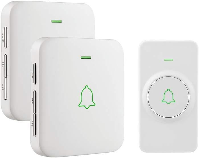 AVANTEK Wireless Door Bell, CW-12 Mini Waterproof Doorbell Chime Operating at 1000 Feet with 52 Melodies, 5 Volume Levels & LED Flash (2 Receivers White)