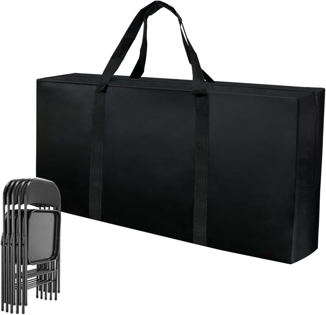 Folding Chair Storage Bag Heavy Duty Large 40.5" L x 12.5" W x 20" H Plastic Foldable Chair Carry Bag with Sturdy Zipper & Handle Waterproof Fold Up Chair Cover for Indoor Outdoor