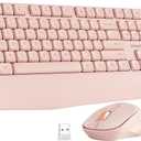 PHILIPS Wireless Keyboard and Mouse Combo-Ergonomic Keyboard and Mouse Wireless Combo with Silent Design,Plug n' Play,Sleep Mode and 2.4GHz Keyboard for Mac, Windows, Laptop-Pink