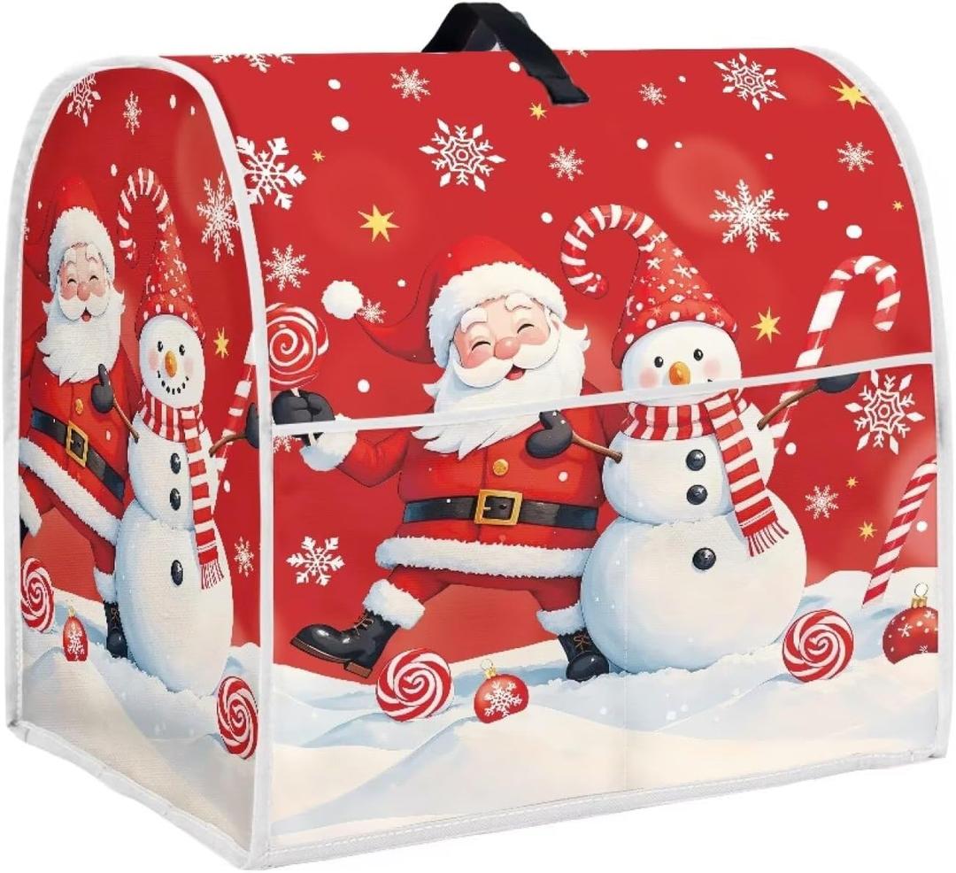 Santa Claus Mixer Cover for Kitchen Aid 4.5-5 Quart Stand Mixers, Universal Kitchen Appliance Dust Cover Washable Dustproof Cloth Cover with Pocket for Kitchenware Gift for Christmas