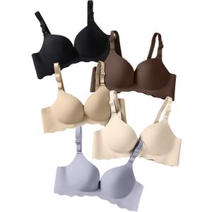 Pack of 5,Women Comfort No Wire Bras Seamless No Show Bra Pack (30A, Mkl-mix3)