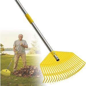 Lightweight Leaf Rake for Lawns - Anti-Break Nylon Plastic Head,Easy Yard & Garden Rake for Women,Seniors,Kids, 16.5" Wide for Leaves, Grass,Pine Needles,Gardening,Adjustable 3565" Long Handle