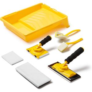 VOOMEY Paint Edger Tool Kit, 9 Inch Paint Pad Set, 7 PCS Paint Edger with Trim, Touch-Up Pad,Corner Wall and Ceiling Pad Painter,360 Rotation Handle Paint Edger Trimmer with Refill Pads