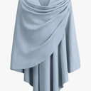 PULI Womens Cream Large Cross Front Poncho Sweater Wrap Topper Knitted Elegant Shawls Cape for Fall Winter