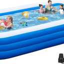 Inflatable Pool with Pump, Extra Large 130'' x 72'' x 22'' Blow Up Pool, Thickened Design Above Ground Swimming Pool for Family, Backyard, Garden, Lawn