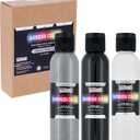 U.S Art Supply Black, White, Gray Surface Primer Airbrush Paint, 3 Color Set, 4 oz - Ready-To-Spray, Water-Based Acrylic Polyurethane - Artist Priming, Plastic, Metal, Canvas, Wood, Hobby Models Craft
