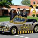 58pcs Graduation Car Decorations 2026 Set Black Gold Magnets Tinsel Garlands Banners Balloons Kit for Class of 2026 Party, Parade Float, Indoor Outdoor Hanging Decor