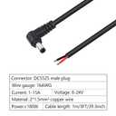 GINTOOYUN 2 Pack 90 Degree DC Power Pigtails Cable, Right Angle DC 5.5mm x 2.5mm Male Plug to Bare Wire Open End Power Supply Replacement Repair Cord, for Monitors, LED Strip Light, Camera,3FT 1m