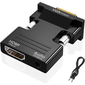 HDMI to VGA Adapter, HD 1080P Audio Video Converter, Gold-Plated Connector (Female to Male) for Computers, desktops, laptops, PCs, Monitors, projectors, HDTVs, Chromebooks,Raspberry Pi,Roku, Xbox,etc