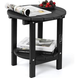 FUNBERRY Outdoor Adirondack Side Table, 2-Tier Patio End Tables, HDPE All Weather for Outside