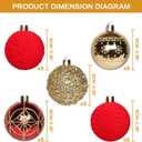 2.36In Velvet Christmas Ball Ornaments, 25PCS Red/Gold Flocked Christmas Tree Hanging Decorations, for Home Holiday Wedding Indoor Xmas Party Decor.