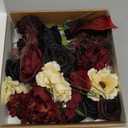 Ling's moment Fake Flowers Box, Faux Artificial Greenery Stems Foam Roses Dahlia Anthurium Silk Hydrangea Fabic Flower for Centerpieces Bouquet Wedding Vase Decorations, Burgundy & Black, Grand Combo