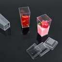 100 Pack Square Dessert Cups with Lid, 3oz Clear Mini Shooter Cups with Spoon for Party, Reusable Plastic Pudding Parfait Cups for Yogurt Jello Ice Cream