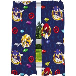 Sonic the Hedgehog Kids Window Curtains, 84 Inch Length 2-Panel Set, Semi Light Filtering Drapes for Bedroom & Playroom, (Officially Licensed Product) by Franco (82"W x 63"L (Pack of 1))