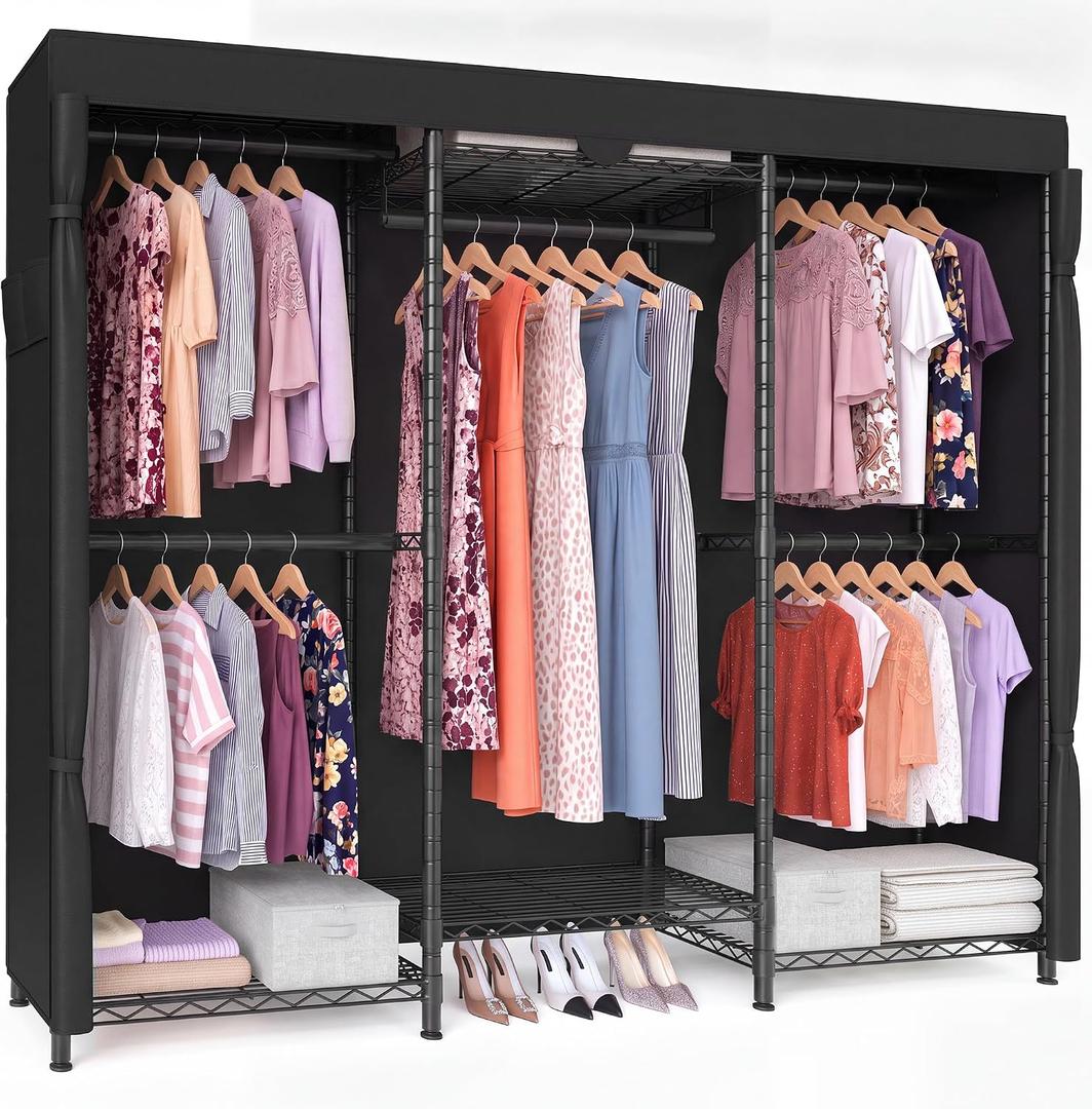 SONGMICS Closet Organizers and Storage, Clothes Rack with Shelves, 68.7"L x 76"H