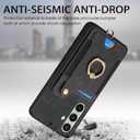 for Samsung Galaxy S24 FE Case with Card Holder for Woman Man,PU Leather Flip Folio Wallet Case,RFID Blocking Ring Holder Kickstand Wrist Strap Magnetic Protective Cover for Galaxy S24 FE Black
