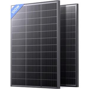 N-Type 16BB 200 Watt Solar Panel 12V, 2Pcs 100W Monocrystalline Solar Panel, 25% High Efficiency PV Modules, Ideal for RV, Trailer, Camper, Marine, Rooftop, Home, Off-Grid (100w 2-Pack Panels)