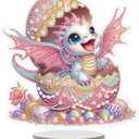 Cute Pink Dragon Diamond Painting Desktop Ornament Kit, 5D DIY Acrylic Crystal Special Shaped Tabletop Kawaii Diamond Art Home Decor for Adult (ZS11)