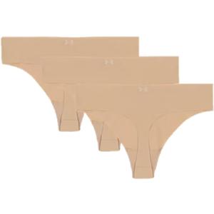 Under Armour Women's 3-pack Pure Stretch No Show Thong Underwear, All-day Comfort & Ultra-soft Fit (US, Alpha, Medium, Regular, Regular, Nude)