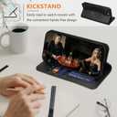 Wallet Case for iPhone 16 Pro 6.3", Genuine Leather Flip Folio Case Compatible with Magsafe, RFID Blocking Magnetic Card Holder Kickstand Cover Men Women for iPhone 16 Pro,Black