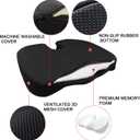 Seat Cushion Premium Memory Foam Non-Slip Coccyx Tailbone Cushion for Office Chair, Car Seat, Wheelchair, Yoga and Travelling- Back, Hip and Tailbone Pain Relief