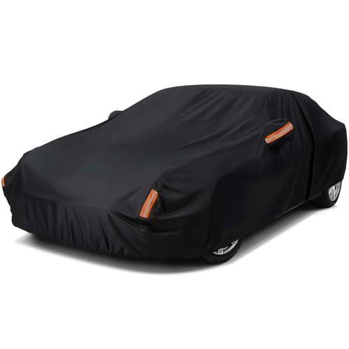 NEVERLAND Car Cover Waterproof All Weather for Automobiles, Outdoor Sedan Full Cover Heavy Duty Protection Snow Anti-UV Windproof for BMW/Mercedes-Benz/Audi/Honda/Toyota (Size:208''L x 78''W x 59''H)