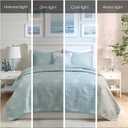 Harbor House Seaside Reversible Cotton Quilt Set Coastal Clam, Starfish, Coral Embroidery, All Season, Pre-Washed Coverlet Bedding Layer, Decorative Pillow, King/Cal King(108"x90") Seafoam 4 Piece