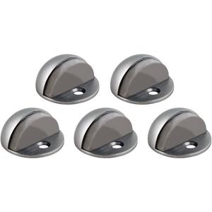 Design House Door Stops, Rubber Cushion Stoppers, Floor-Mounted, Heavy-Duty Zinc, Easy Installation, 5-Pack, Satin Nickel, 1.75 in. Diameter x 1.25 in. H, 181883