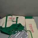 3 Pcs Empty Mahjong Canvas Bag Gift Embroidered American Mahjong Set Incl Tiles Bag and Racks & Pushers Drawstring Bags(Green,Regular)
 b