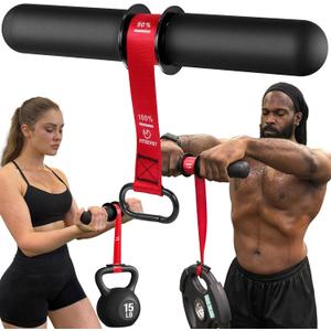 FitBeast Forearm Strengthener & Forearm Exerciser, Wrist Roller with Thicker Handle, Forearm Strength Trainer with Adjustable Strap - Ideal for Grip Strength, Muscle Building, Rehabilitation (Red)