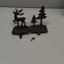 Sungmor Christmas Stocking Holders, 2PC Cast Iron Mantel Hooks Home Decor Holiday Gifts, Heavy-Duty Anti-Slip Fireplace Hangers, Christmas Tree Reindeer Pattern Hooks for Xmas Shelf Topper Decoration