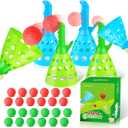 Duckura Outdoor Indoor Game Activities for Kids, Pop-Pass-Catch Ball Game with 4 Catch Launcher Baskets and 24 Balls, Easter Basket Stuffers Gifts Party Favors Beach Sport Toys for Kids Age 5 6 7 8 9+