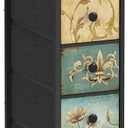 Tohomeor Narrow Storage Dresser Slim Dresser with Retro Flowers Fabric Drawers Vertical Skinny Cabinet for Small Spaces,Bathroom,Bedroom Closet Nightstand,Entryway Organizer (Retro Flower, 5 Drawers)