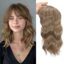 TYQ Hair Toppers for Women with Thinning Hair 14 Inch, 360 3D Synthetic Curly Wavy Wispy Clip in Bangs 10/260