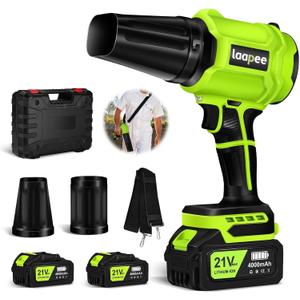 Leaf Blower Cordless,Battery Powered 800,000 RPM Electric Leaf Blower with 2 x 4.0Ah Battery and Charger Handheld Blowers for Lawn Care,Dust,Snow,Car Blowing Water with 2 Extended Nozzle (Green)