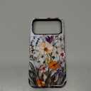 for iPhone 17 Pro Max Case Cute - Wireless Charging Compatible - Dual-Layer Hard Shell + Silicone Cover - Aesthetic Protective Phone Case for Women - Marble Pressed Flowers