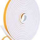 16Feet Weather Stripping Seal (1/2 Inch X 1/4 Inch) for Door Window, High Density Foam Tape, Soundproofing, Insulation Strip, Door Sealers for Door Frame- White